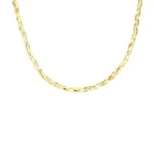 Roma Gold Braided Herringbone Chain Necklace