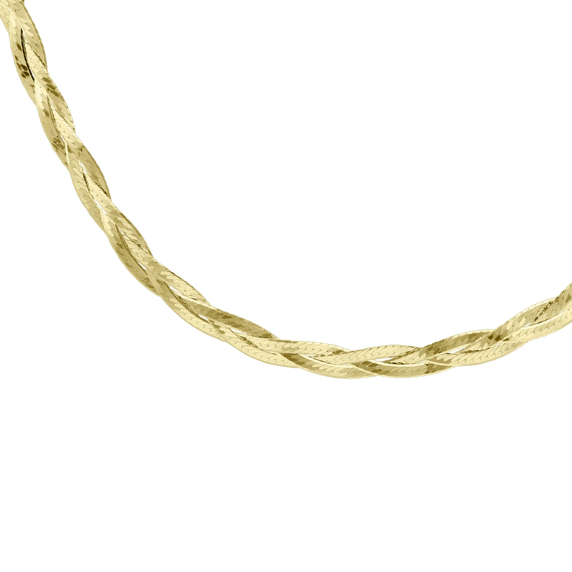 Roma Gold Braided Herringbone Chain Necklace