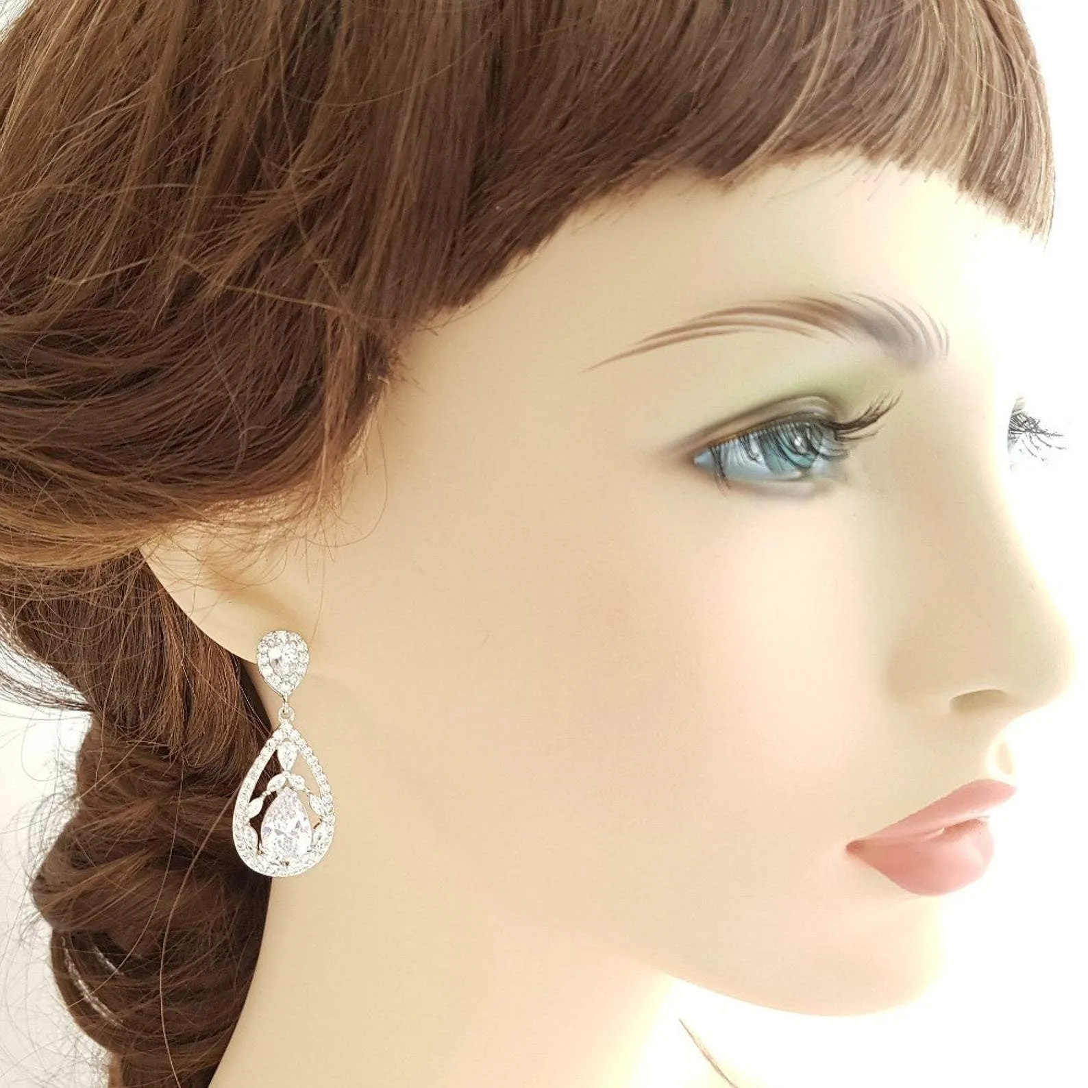 Rose Gold Clip On Earrings for Brides with Non Pierced Ears-Esther