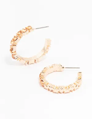 Rose Gold Diamante Pear Hoop Earrings