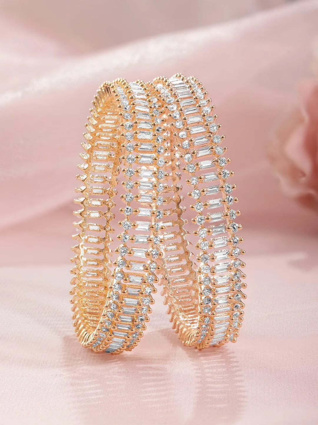 Rubans Set of 2 American Diamond Studded 22KT Gold-Plated Bangles