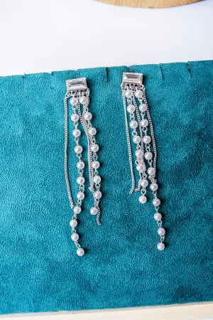 SALE! Melodie Pearl Silvertone Drop Earrings