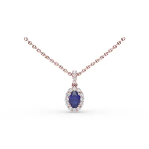 Sapphire and Diamond Halo Necklace