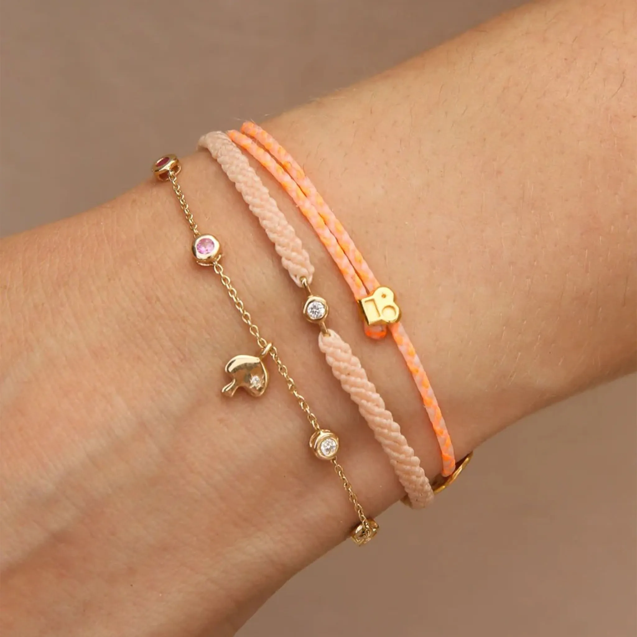 Shroom Charm and Gemstone Bezel Station Bracelet