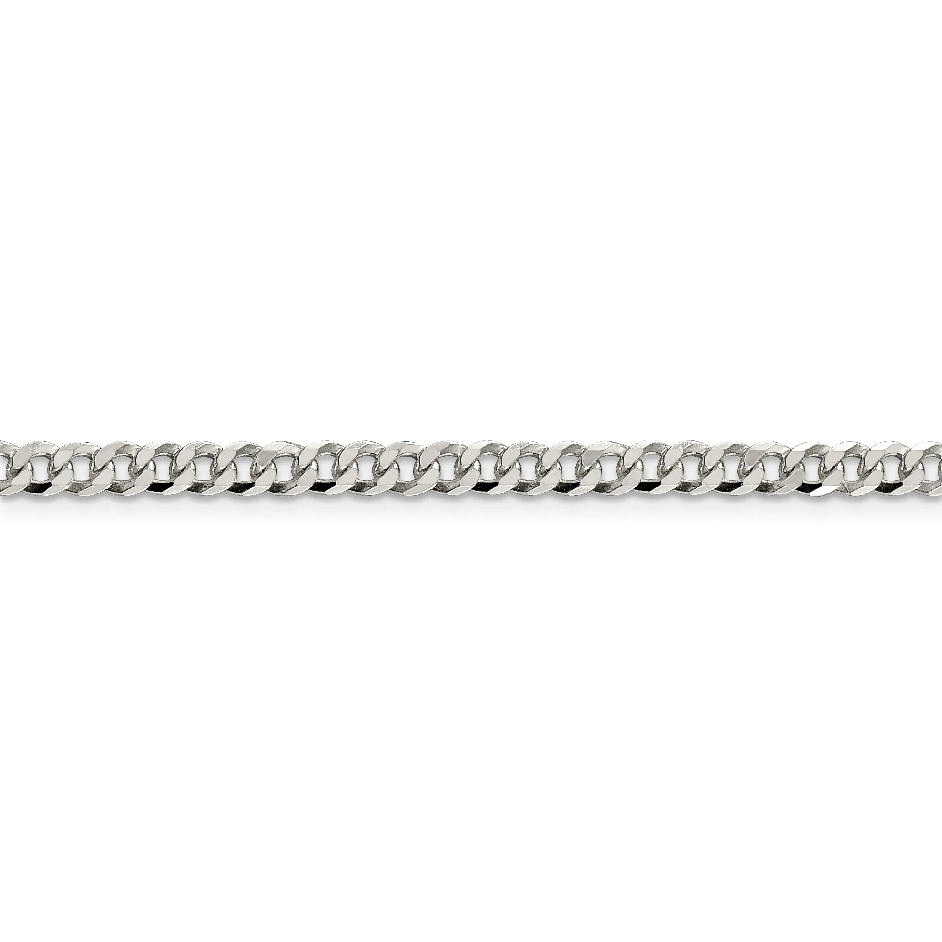 Silver 4.00-mm Solid Beveled Link Curb Chain