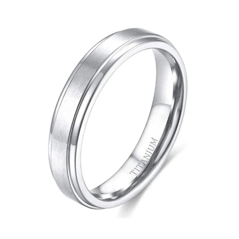 Silver Brushed Men's Titanium Wedding Band