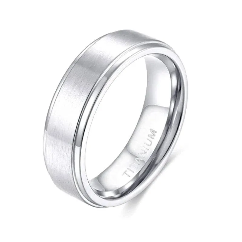 Silver Brushed Men's Titanium Wedding Band