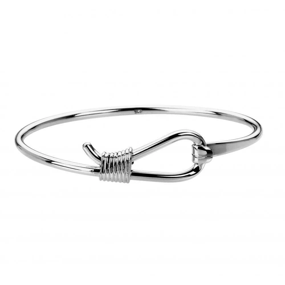 Silver knot and hook fastening  bangle