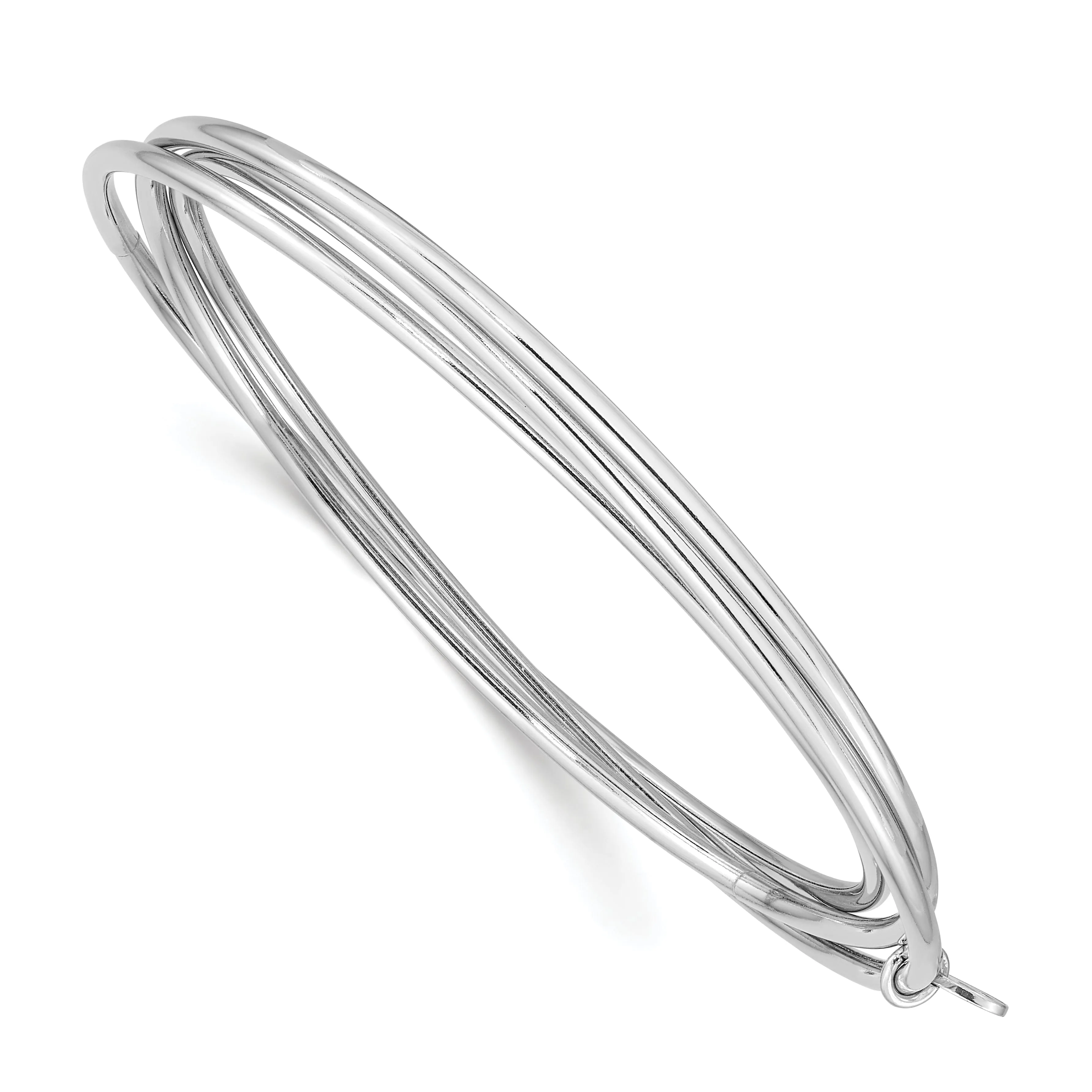 Silver Moveable Intertwined 8in Bangle Bracelet