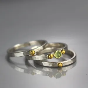 Silver Peridot Stacking Rings Set