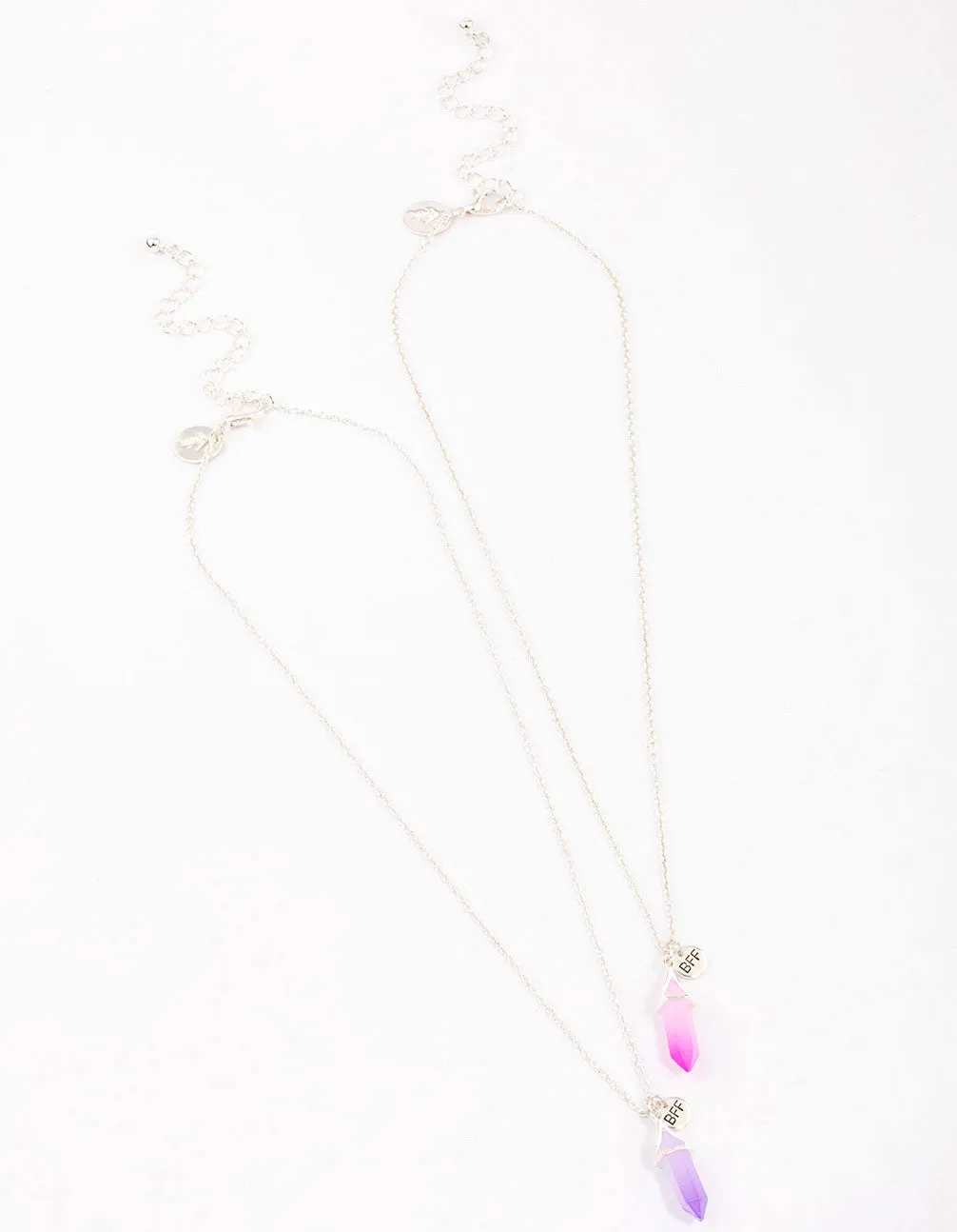 Silver Pink & Purple Crystal Necklace Pack