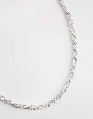 Silver Thick Woven Chain 40cm Necklace