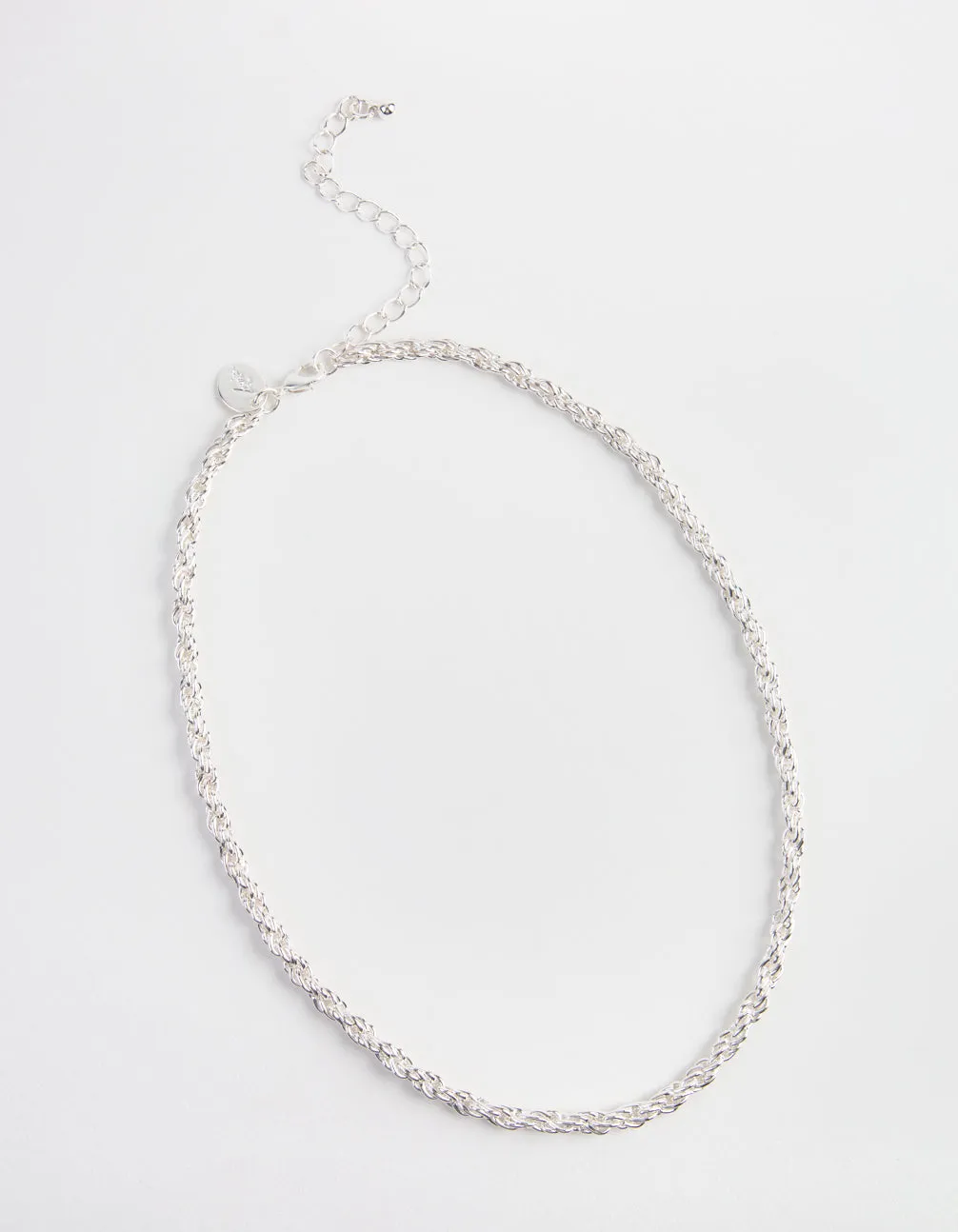 Silver Thick Woven Chain 40cm Necklace