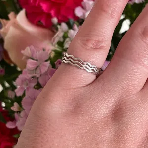 Silver Wave Stacking Rings