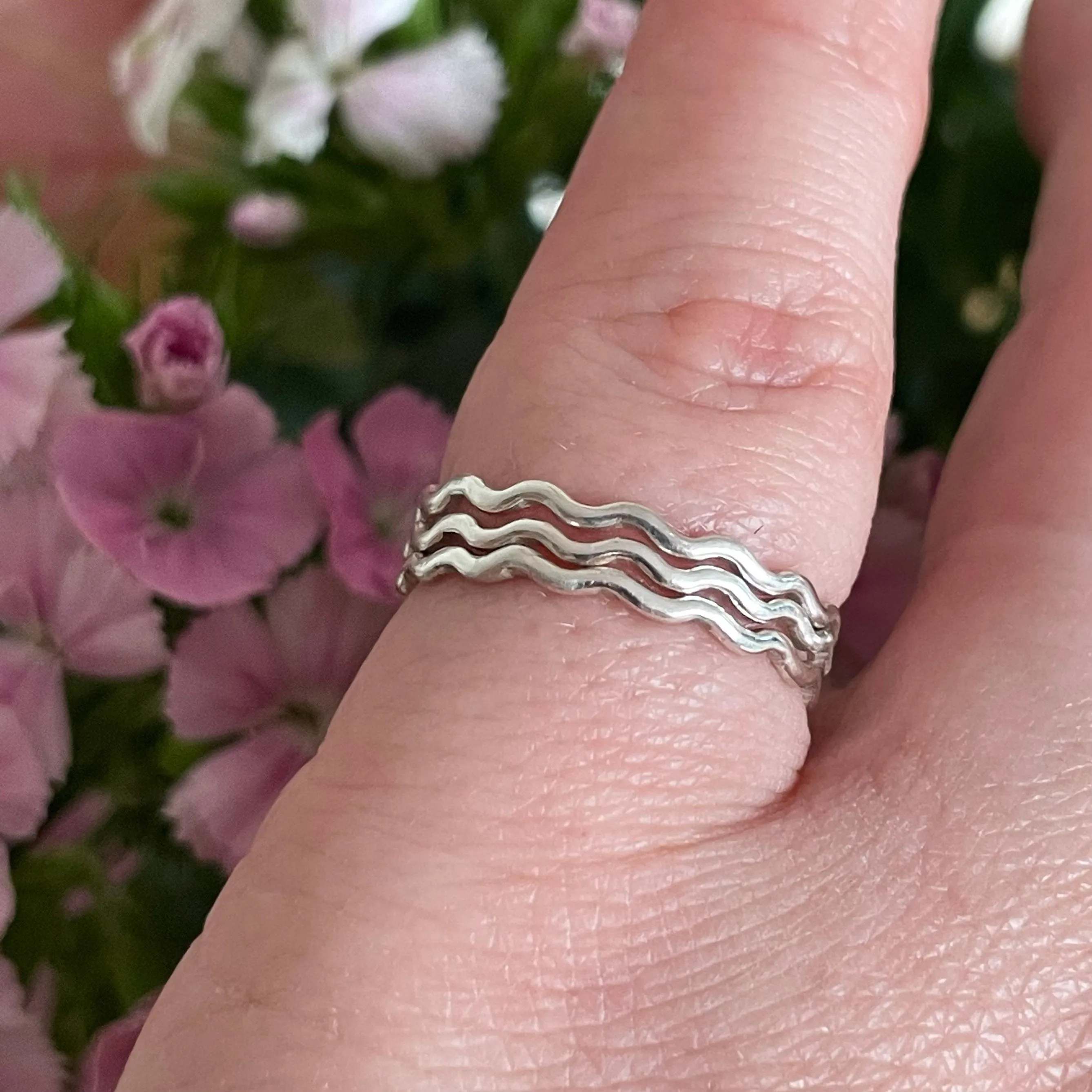 Silver Wave Stacking Rings