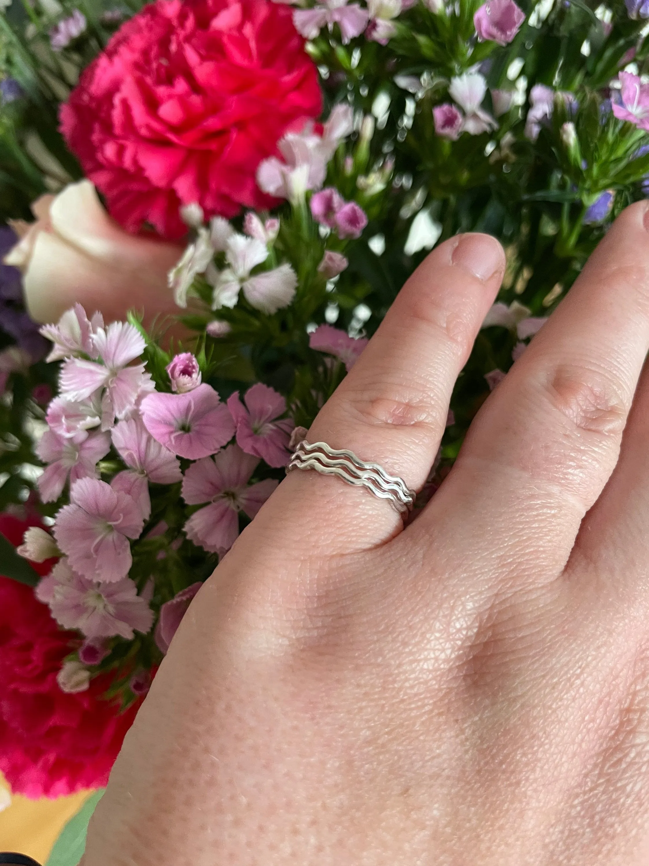 Silver Wave Stacking Rings