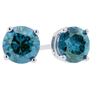 Sky Blue Diamond Stud Earrings 2ct