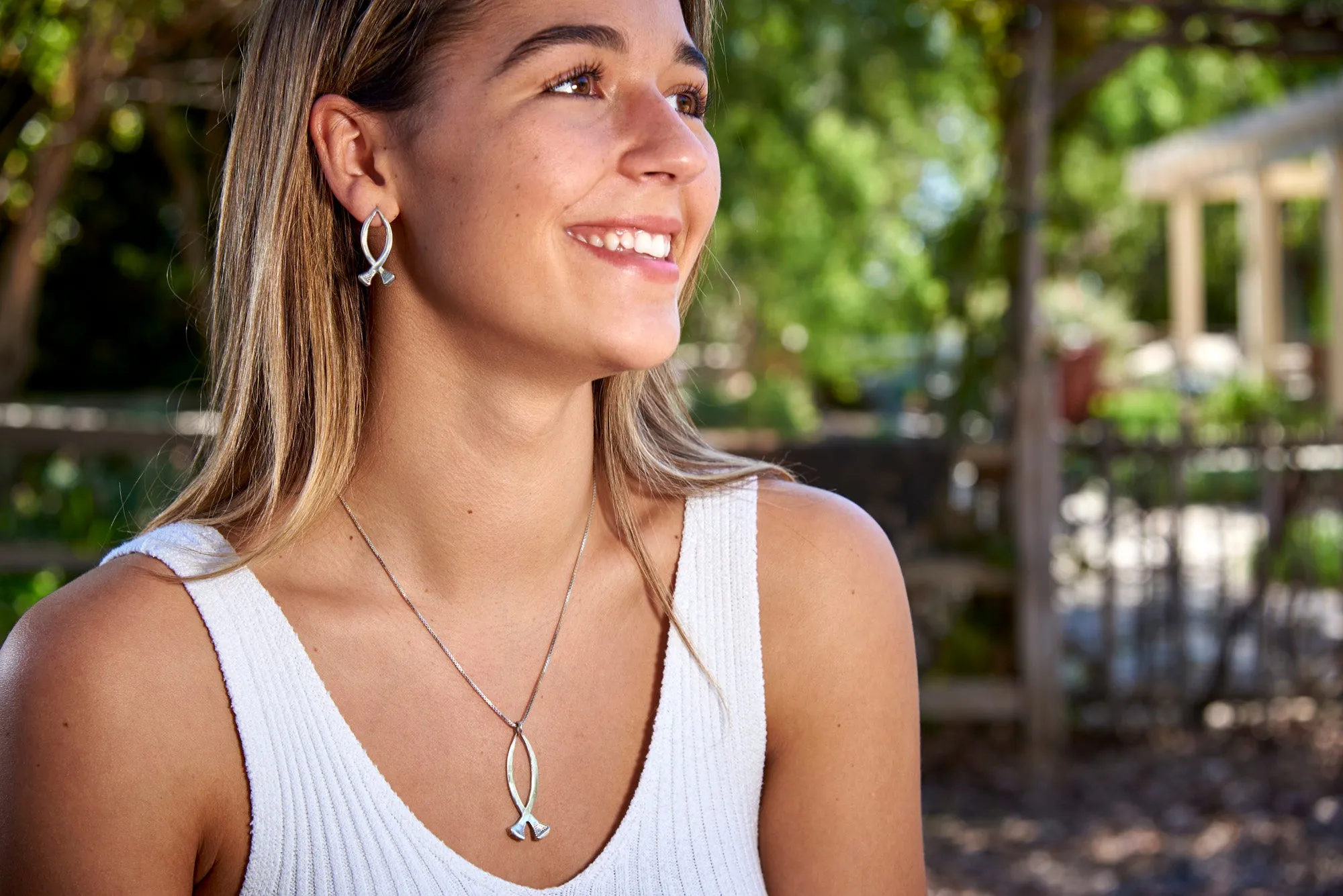 Small Christian Nail Necklace, Sterling Silver