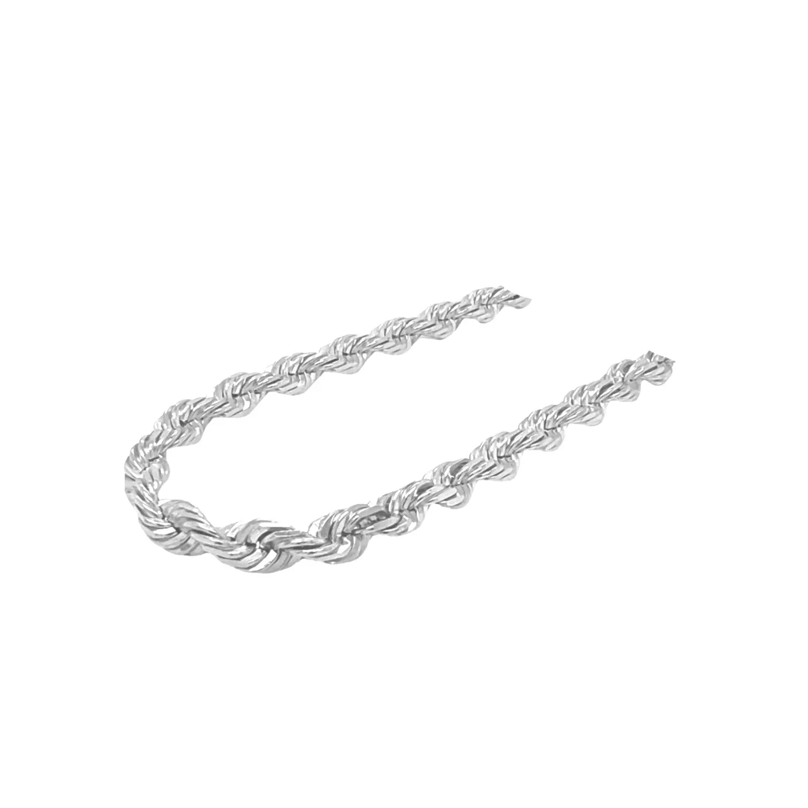 Solid Italian 10K White Gold Rope Chain 5MM 16-28 Inches