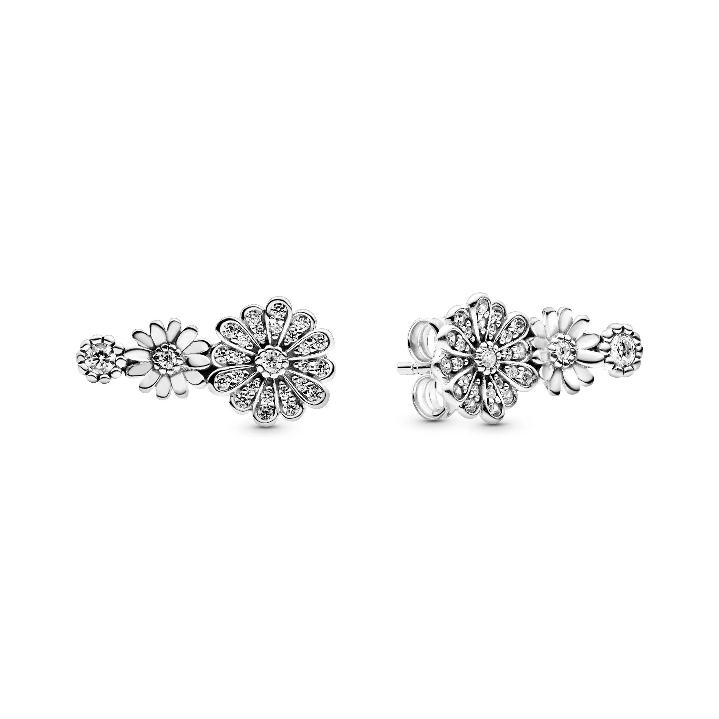 Sparkling Daisy Flower Trio Stud Earrings