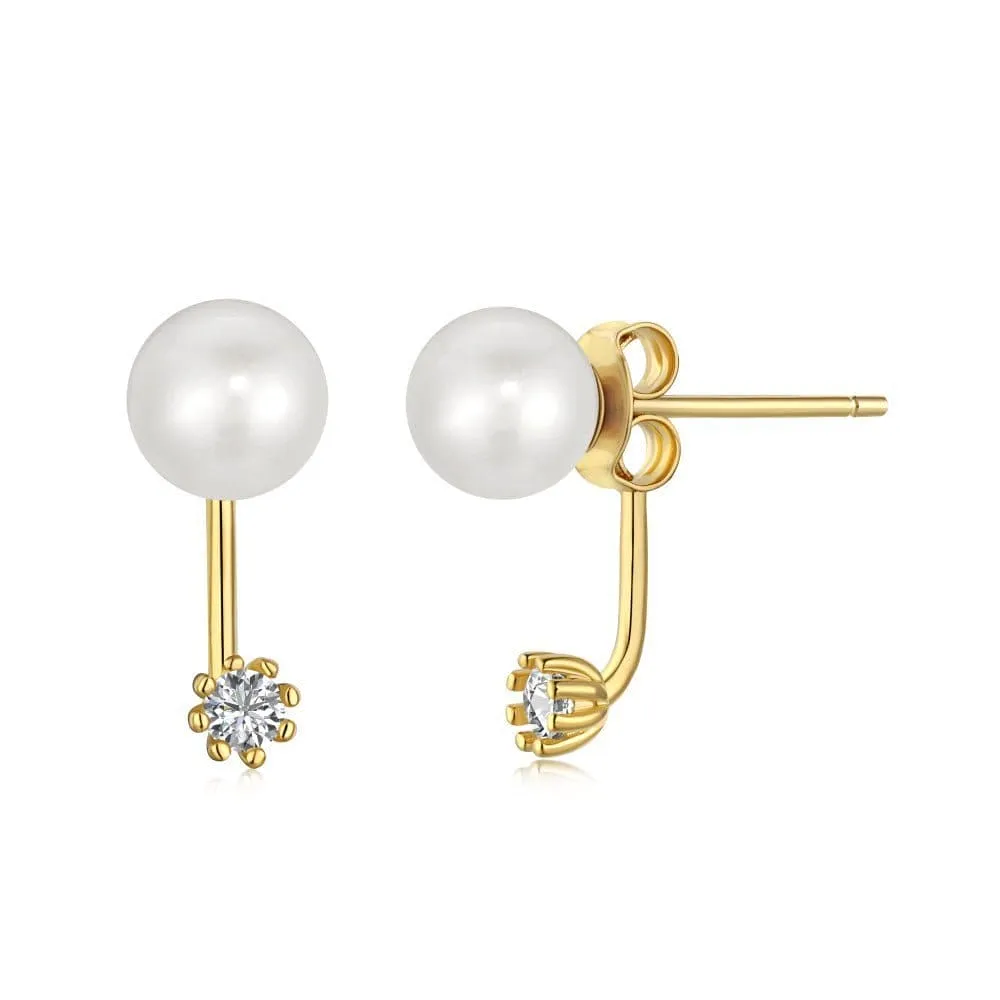 Sparkling pearl stud earrings