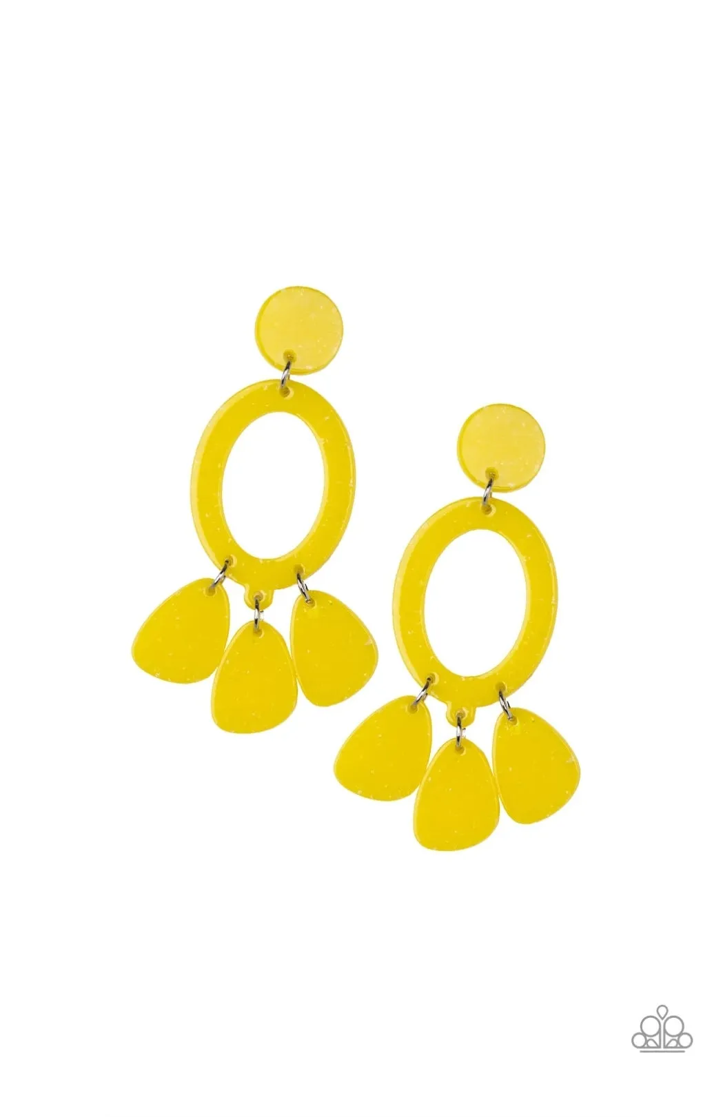 Sparkling Shores Yellow Earrings Post - Paparazzi  Accessories