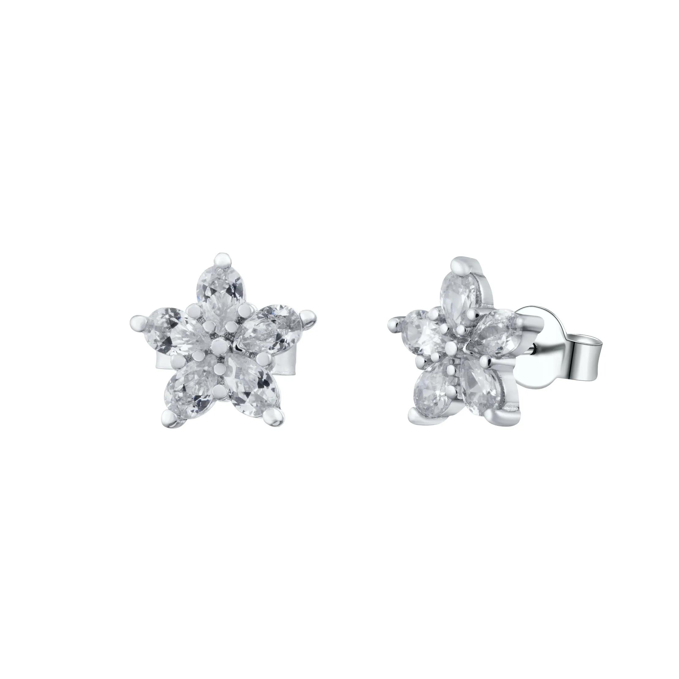 Sparkling Snowflake Flower Crystal Pave Stud Earrings