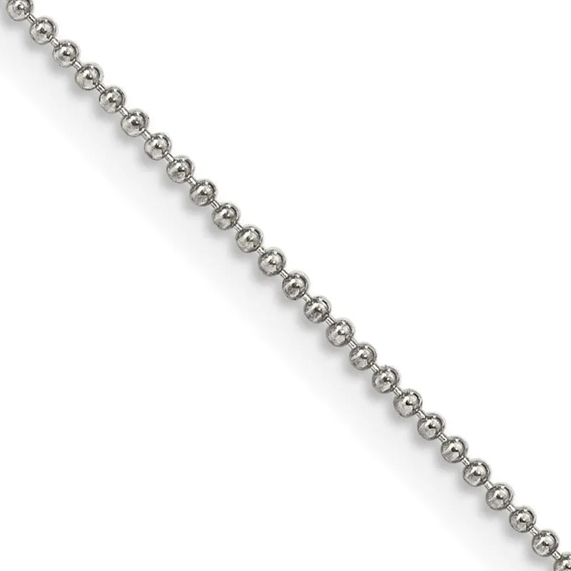 Sterling Silver 1mm Beaded Chain Necklace