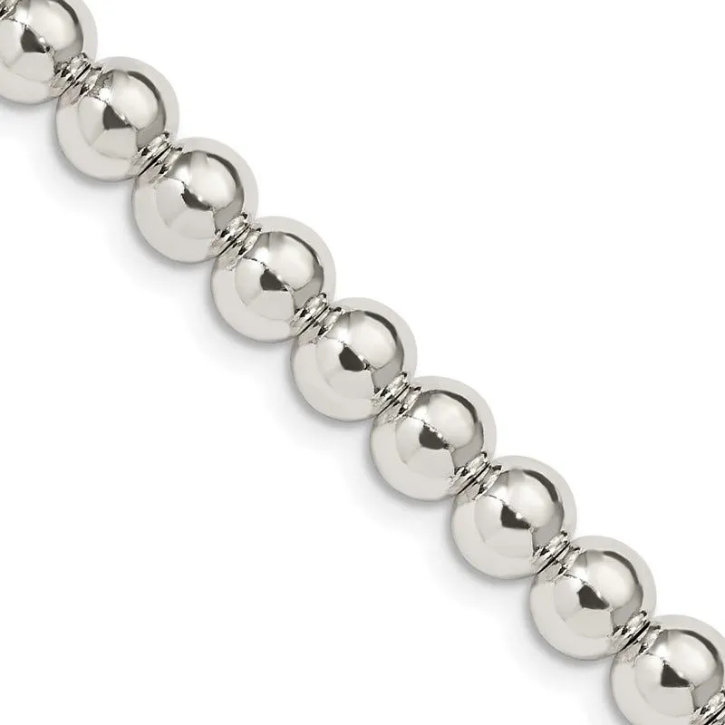 Sterling Silver 6.1mm Beads on Box Chain Necklace