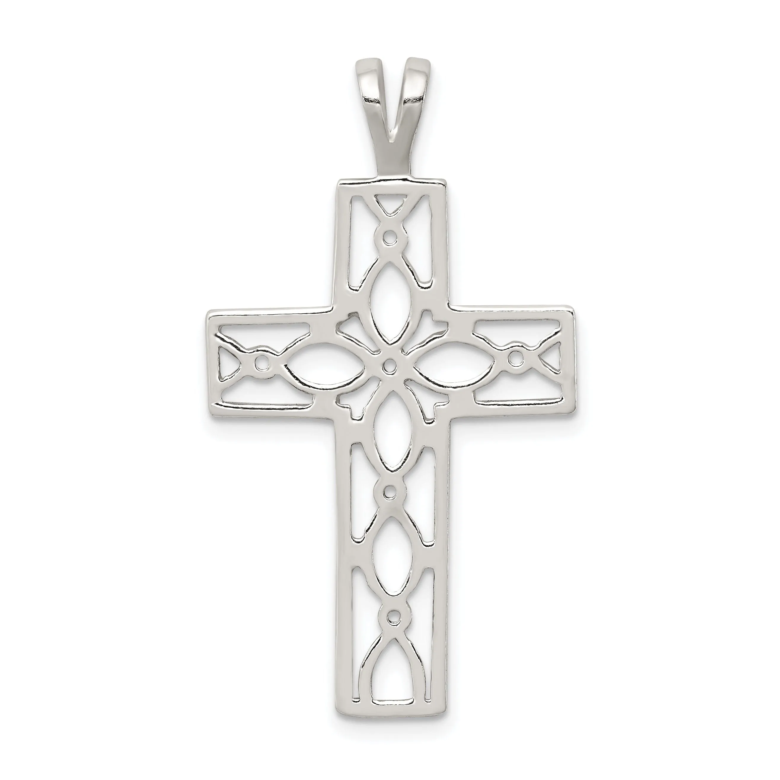 Sterling Silver Chain Slide Latin Cross Pendant