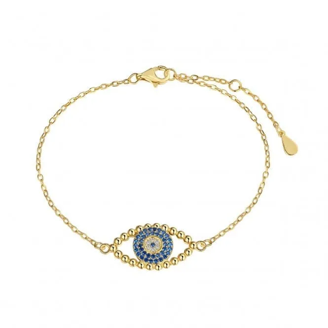 Sterling Silver Gold Plated Blue Evil Eye Bracelet ERLB054