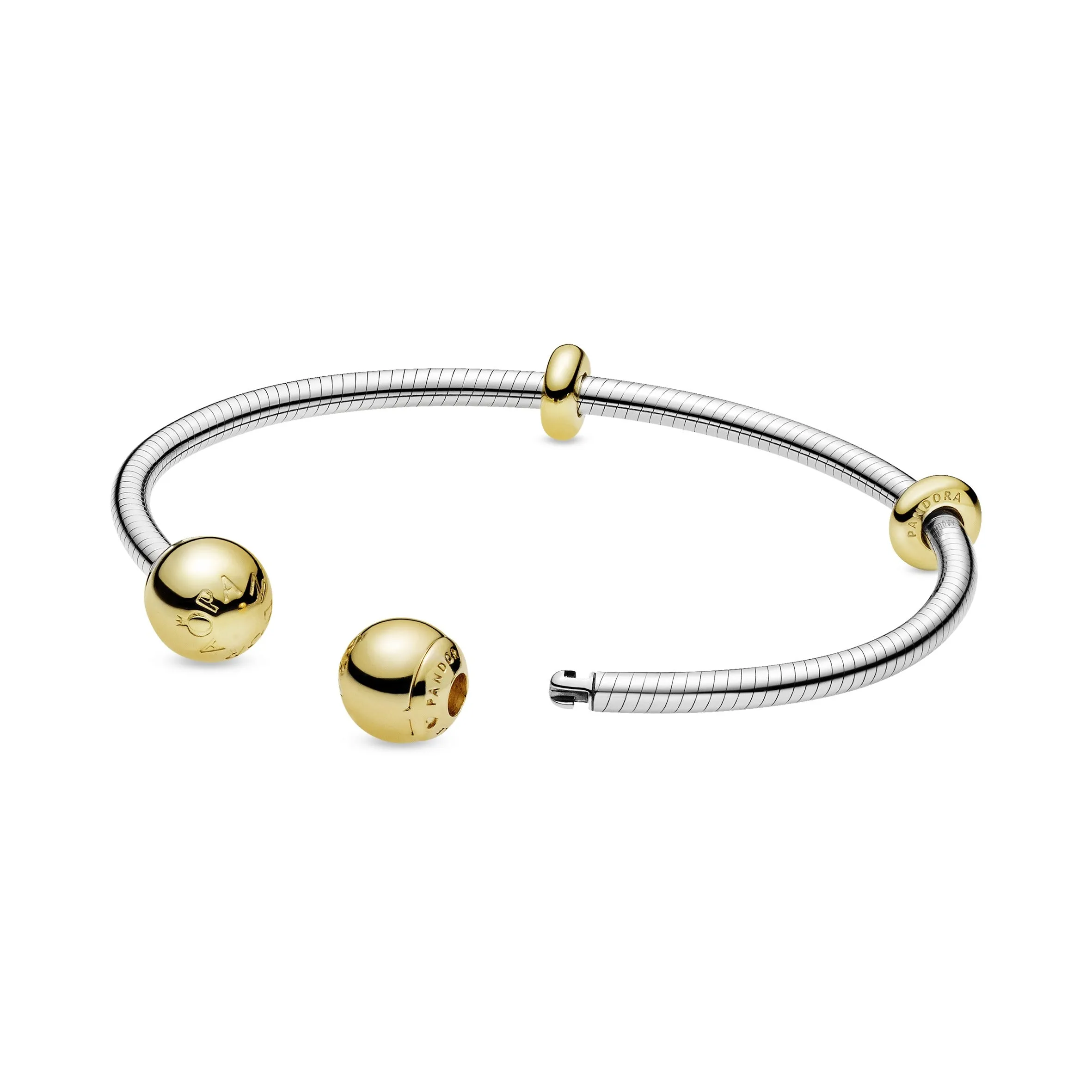 Sterling silver open bangle with 14k Gold Plated  silicone stoppers and interchangeable end caps