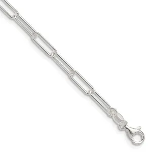 Sterling Silver Polished 3.5mm Elongated Cable Chain Necklace