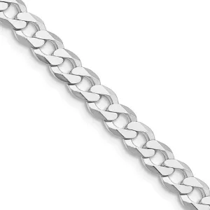 Sterling Silver Rhodium-plated 5.75mm Flat Curb Chain Necklace