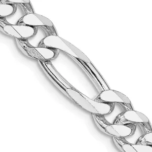 Sterling Silver Rhodium-plated 7.75mm Figaro Chain Necklace