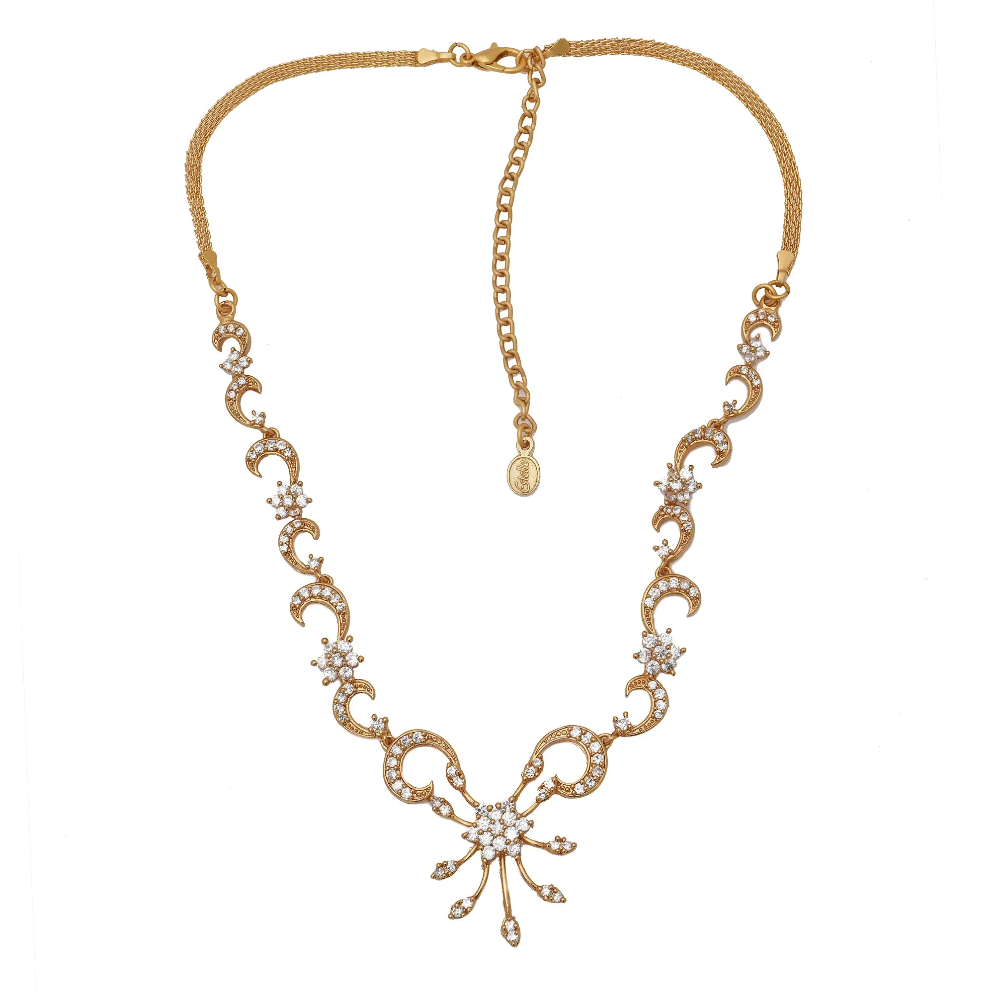 Stylish Gold plated American Diamond Nakshatra Swirl Necklace