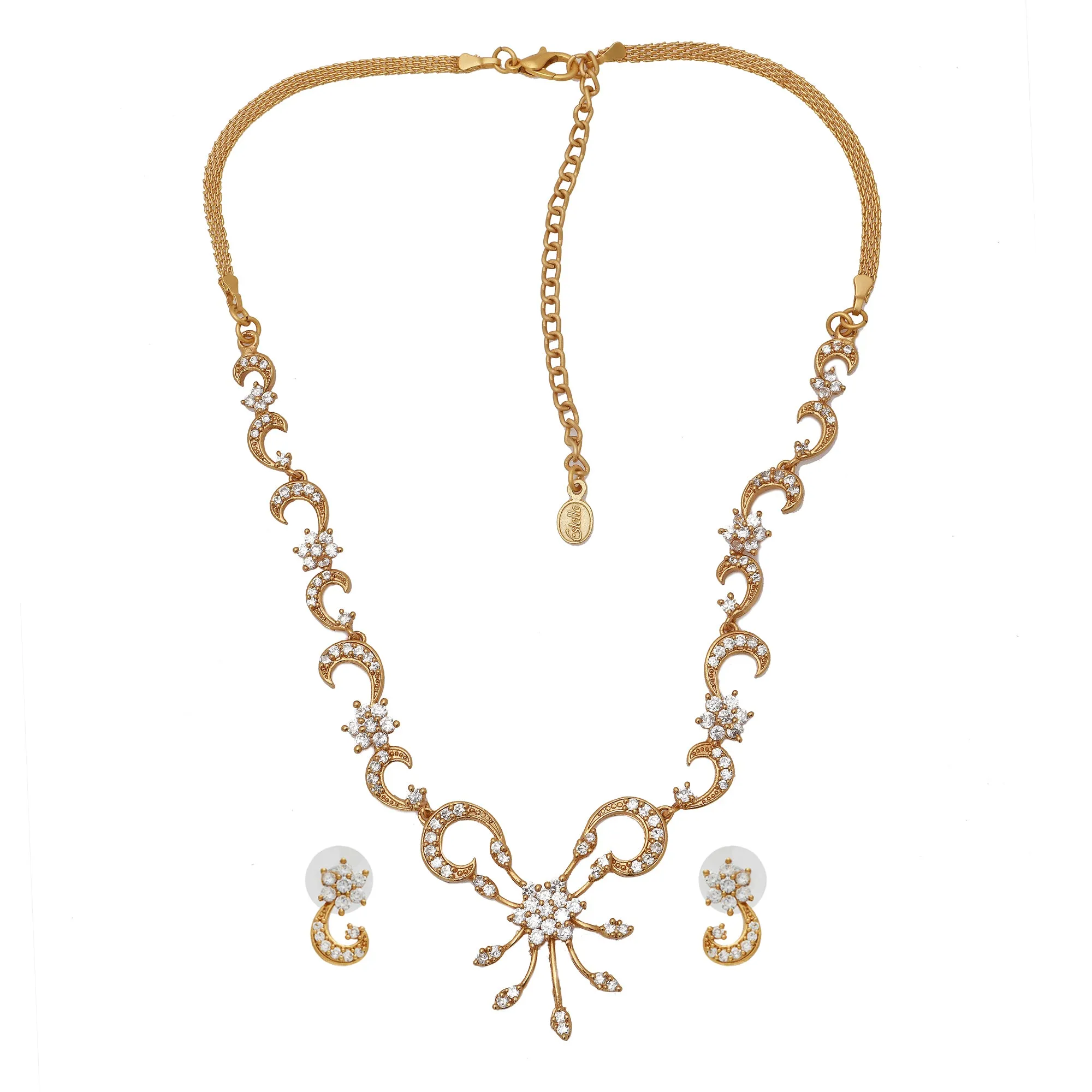 Stylish Gold plated American Diamond Nakshatra Swirl Necklace