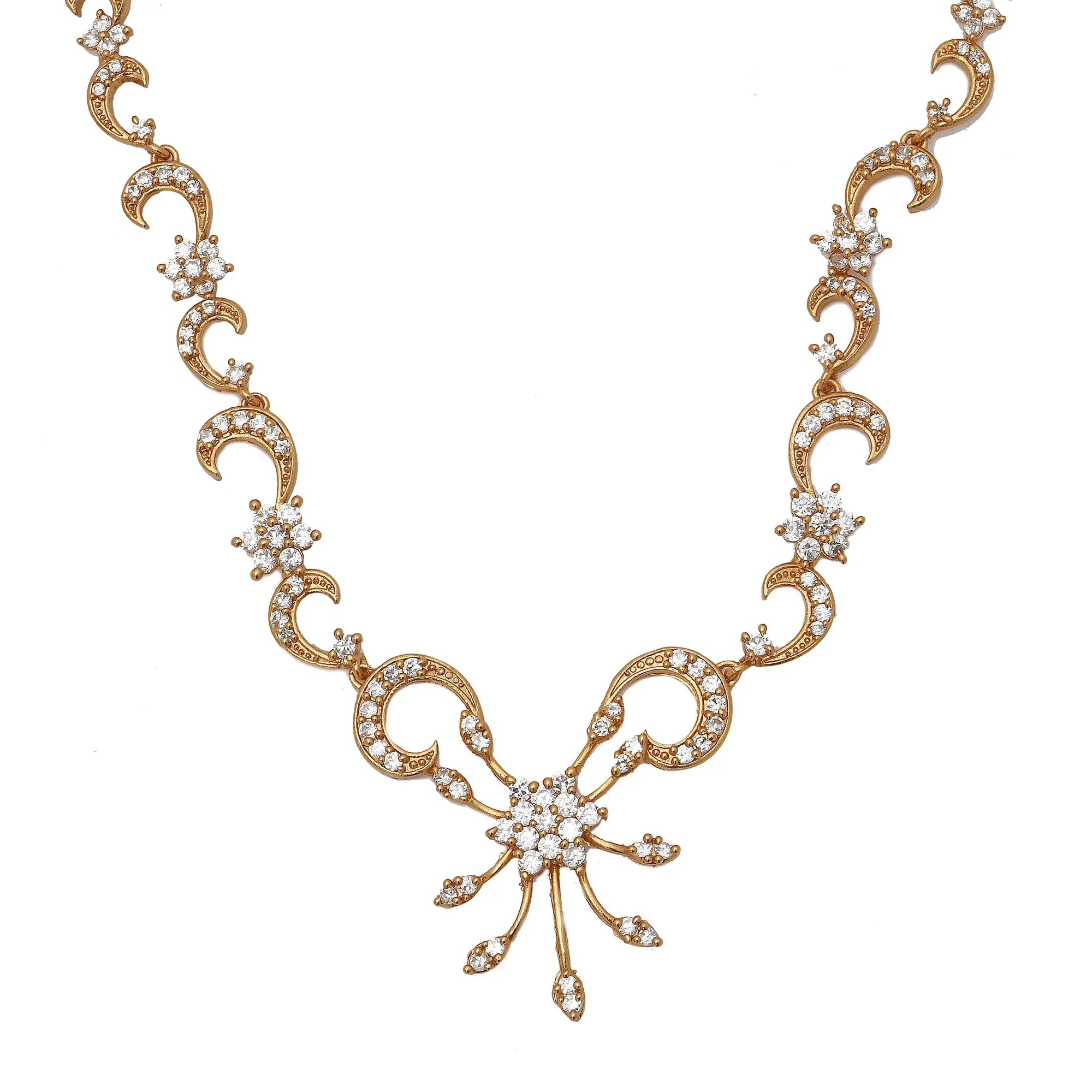 Stylish Gold plated American Diamond Nakshatra Swirl Necklace