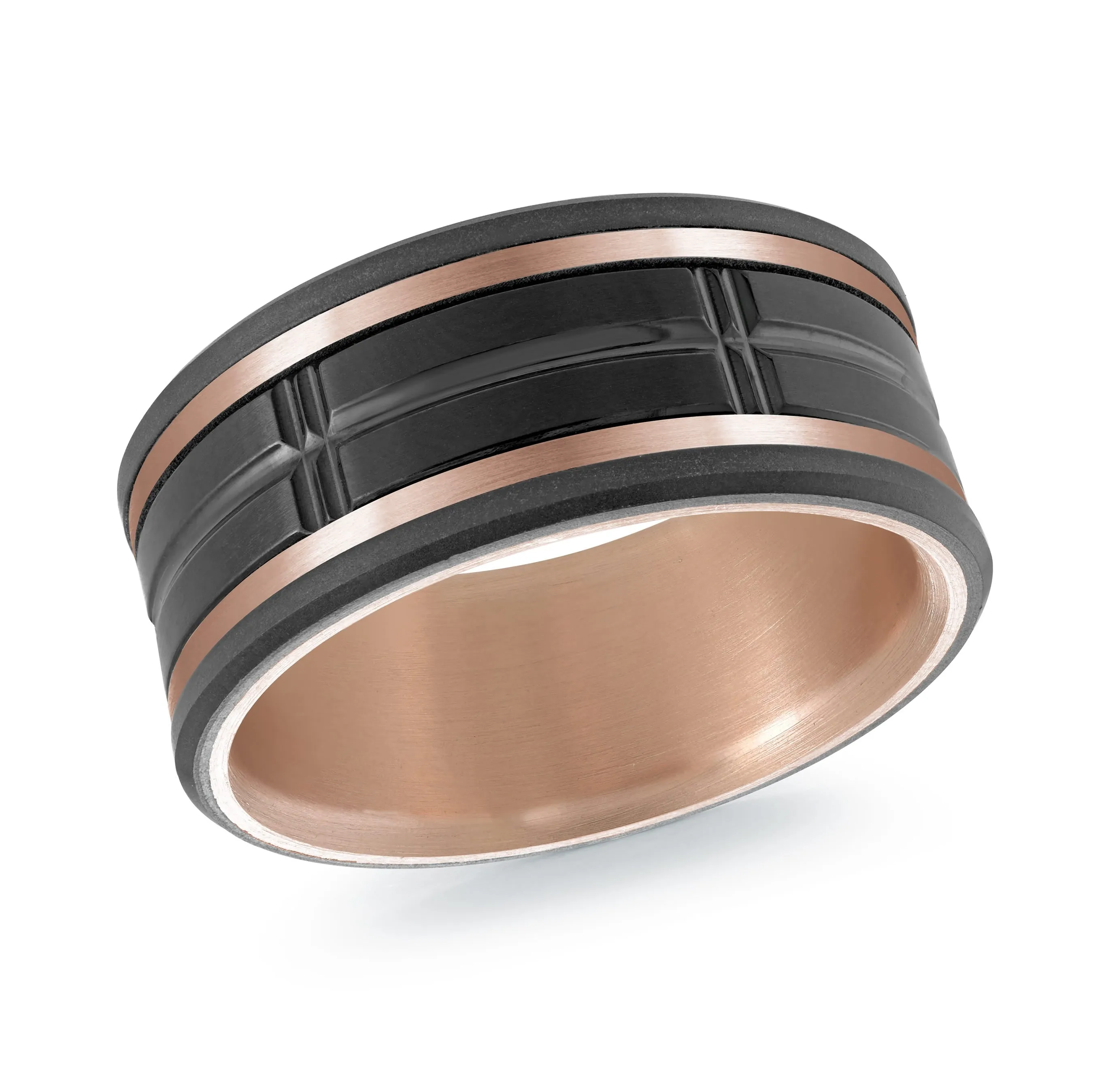 Tantalum with Carbon Fiber and 14K Rose Gold Ring from the Titanium Collection by Malo - MRDTI-018-9BP