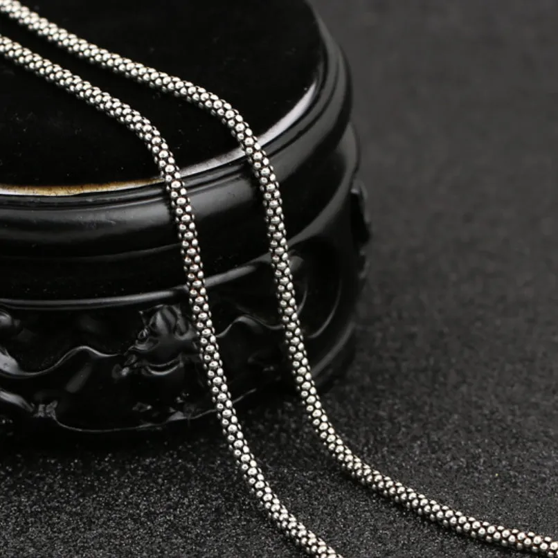 Thai Style 925 Silver 3mm Corn Link Necklace for Men or Women