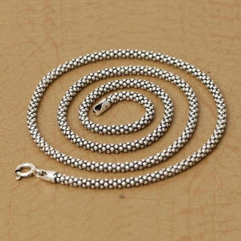 Thai Style 925 Silver 3mm Corn Link Necklace for Men or Women