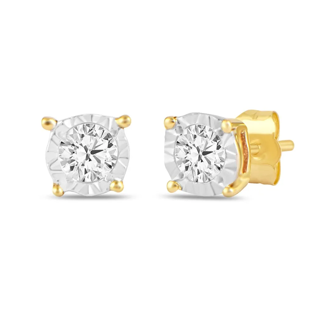 Tia Diamond Miracle Halo Stud Earrings in 9ct Yellow Gold