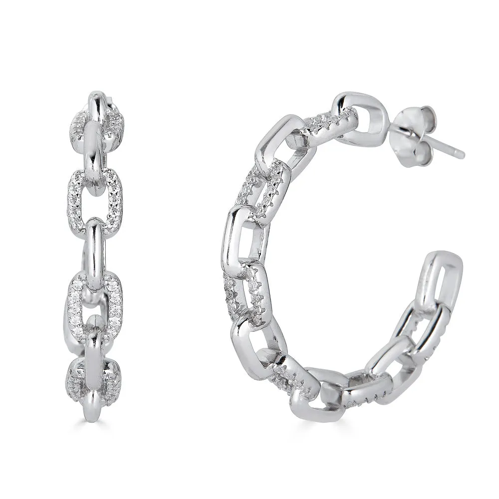 TIFFANY MIX LINKS HOOP EARRINGS