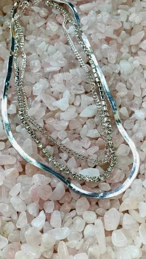 Tina Silver Crystal Layered Necklace