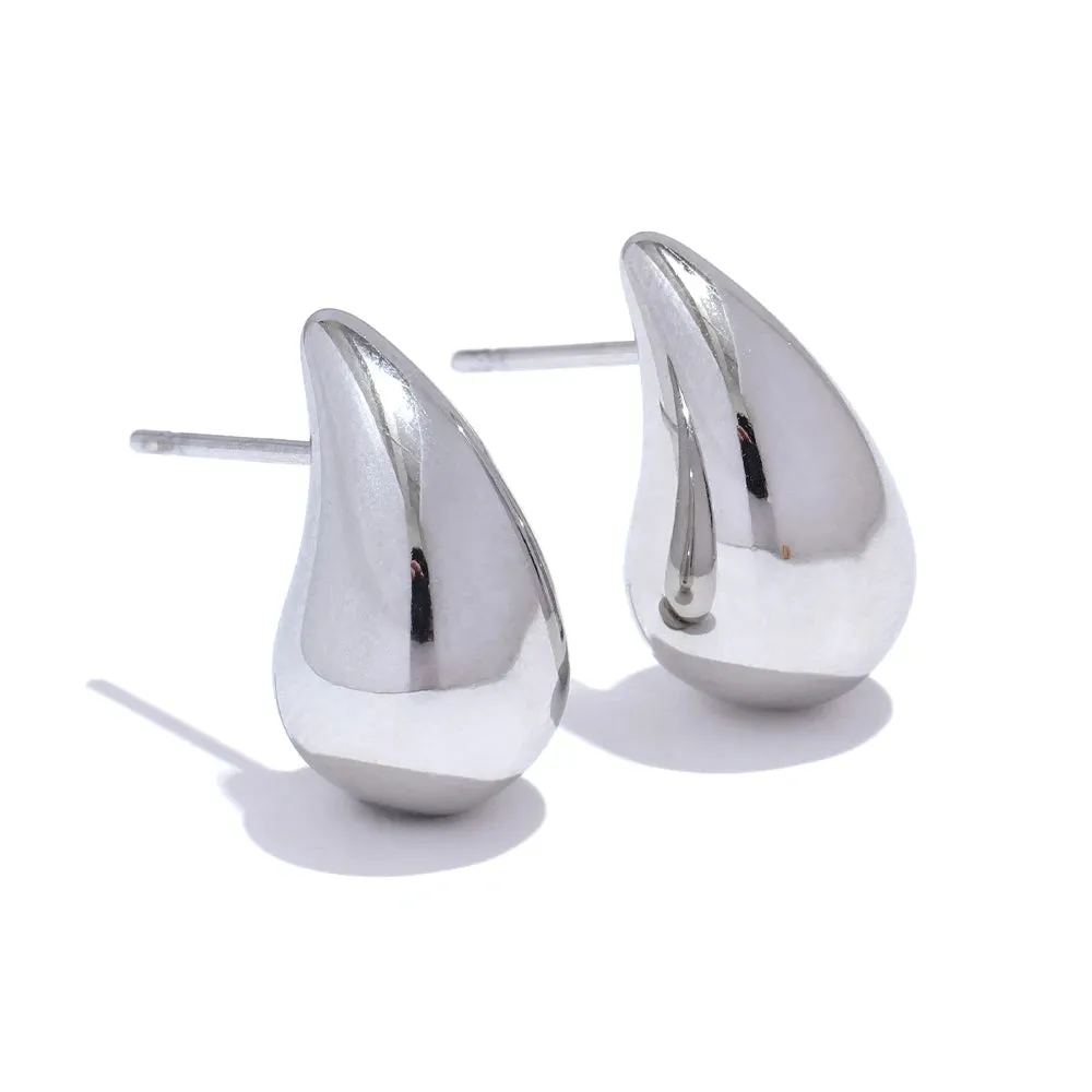 VAIGE Trendy Waterproof 16*9mm Stainless Steel Water Drop Stud Earrings - Chic Daily Accessory