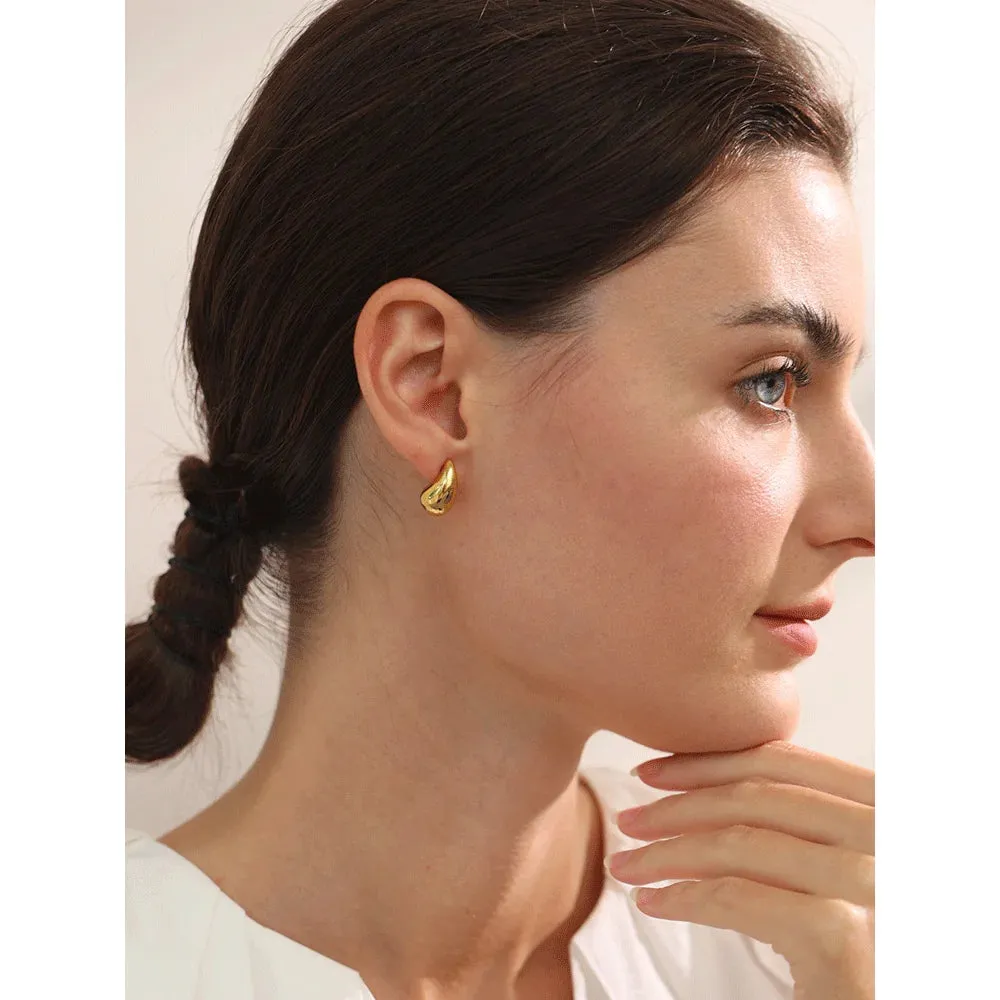 VAIGE Trendy Waterproof 16*9mm Stainless Steel Water Drop Stud Earrings - Chic Daily Accessory