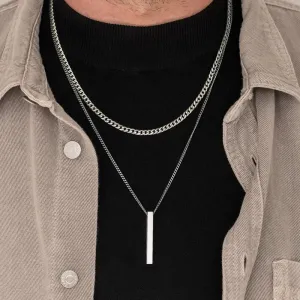 Vnox 3D Vertical Bar Necklaces for Men