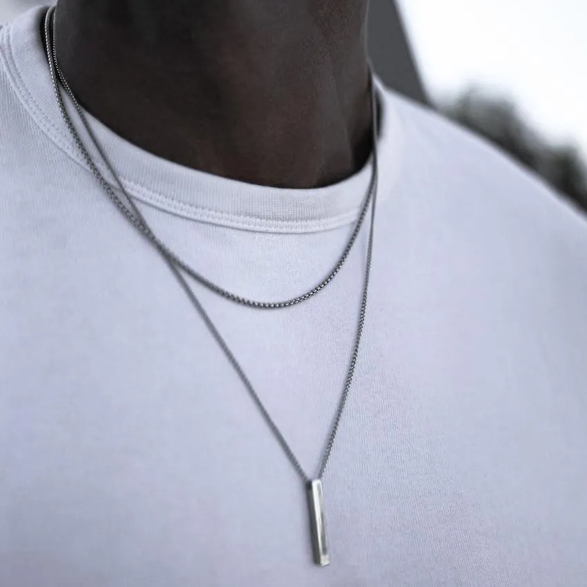 Vnox 3D Vertical Bar Necklaces for Men