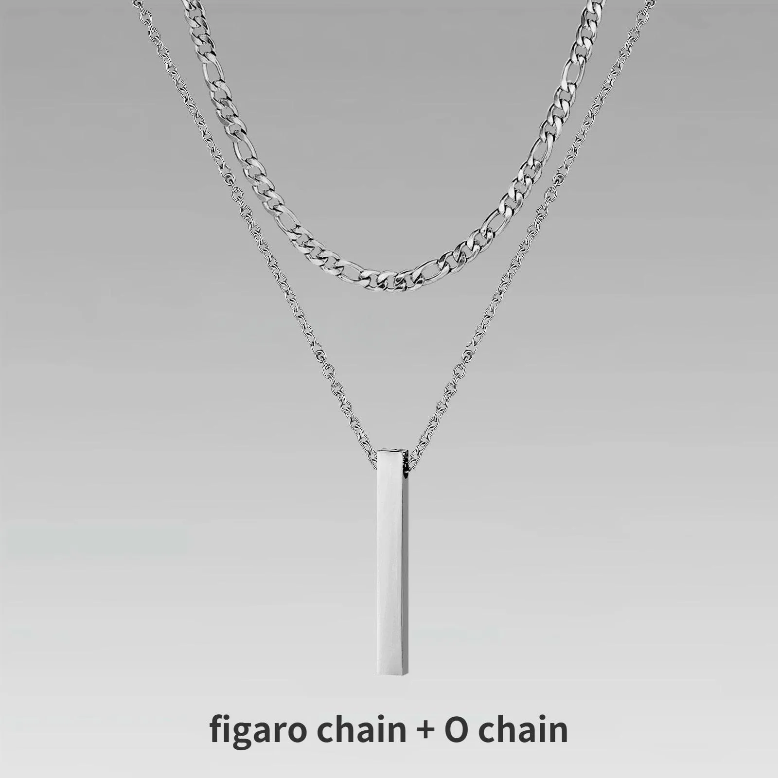 Vnox 3D Vertical Bar Necklaces for Men