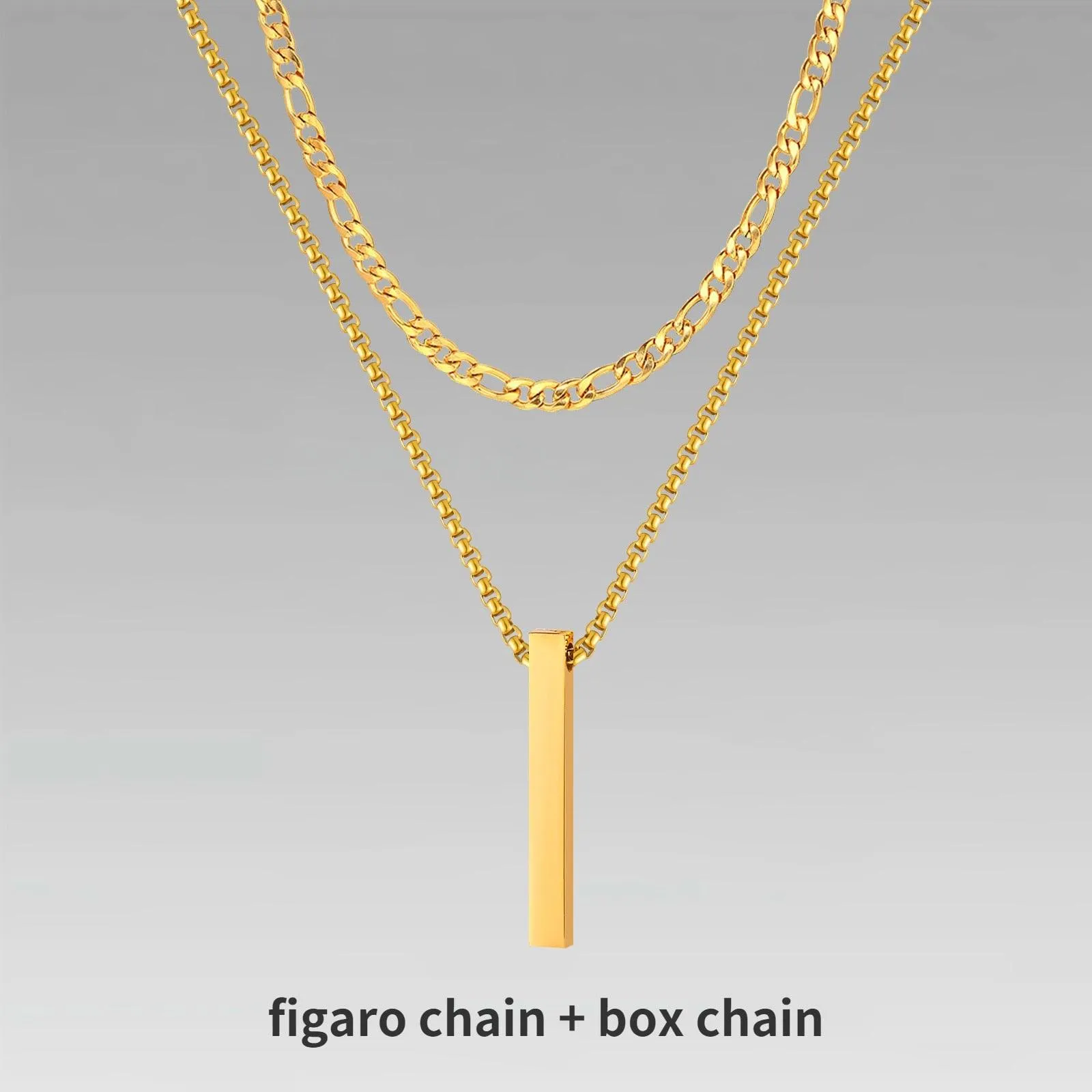 Vnox 3D Vertical Bar Necklaces for Men